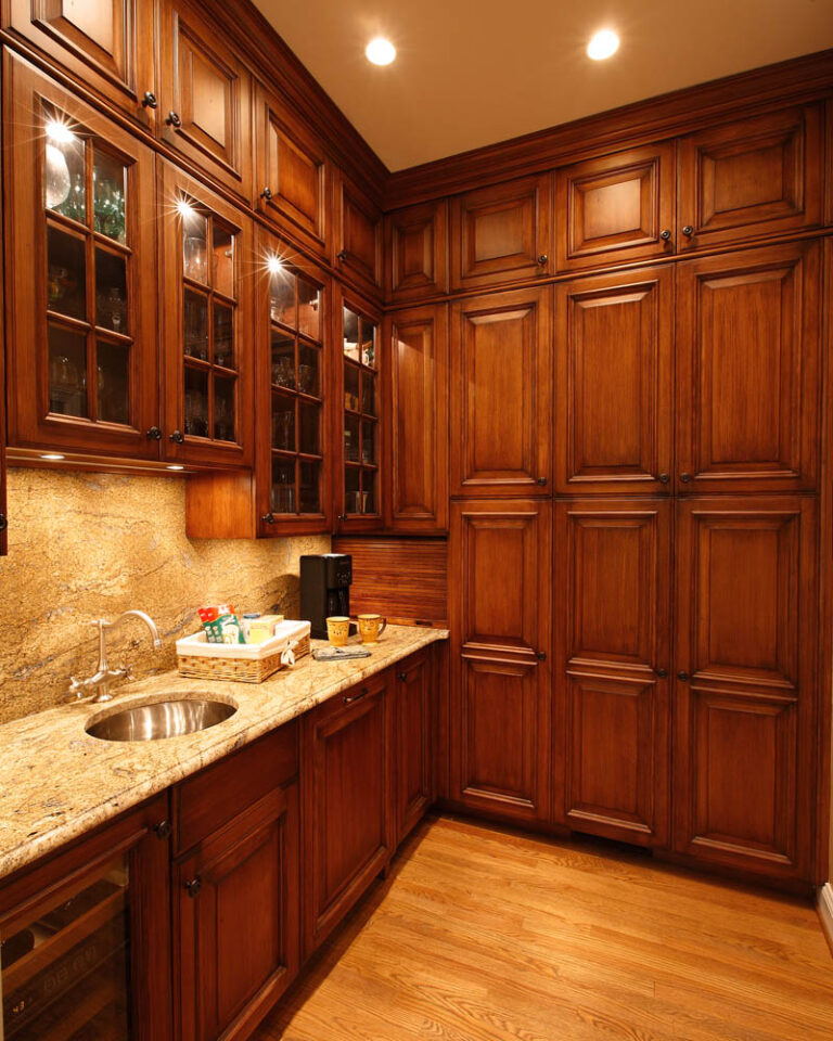a view of a remodeled wood kitchen cabinets and a countertop are renovated by gryphon home remodeling